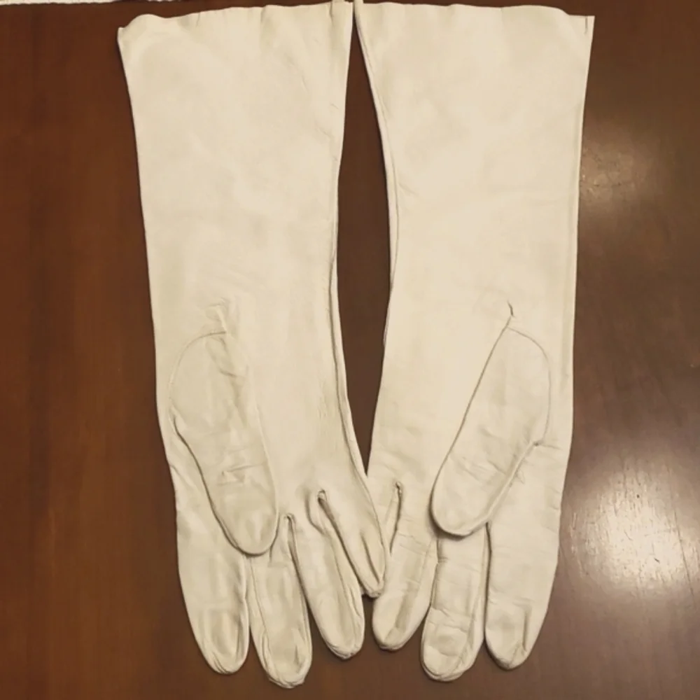 Vintage White Kid Leather Dress Driving Gloves 7